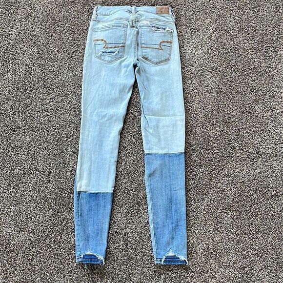 American Eagle high rise jegging two tone distressed size 0 regular - Picture 9 of 11